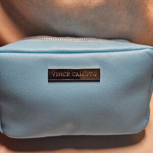 Vince Camuto Blue Makeup Bag w/ Silver Hardware